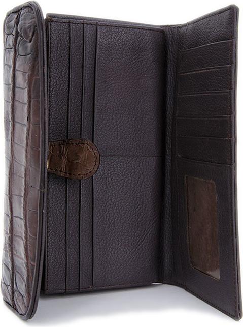 Ví Da Cá Sấu 3 Gấp Vip Huy Hoàng HT3704 (10,5 x 19 cm) - Nâu Đất