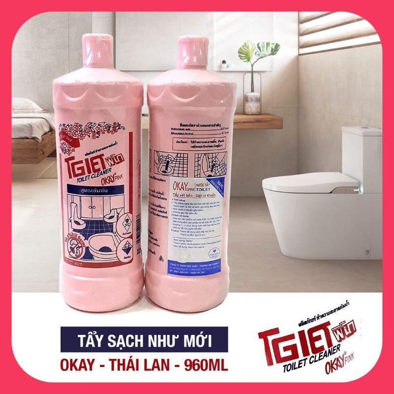 Combo 2 Chai Nước Tẩy Tolet Thái Lan 960ml - Dung Dịch Tẩy Hồng Tẩy Bồn Cầu Siêu Sạch