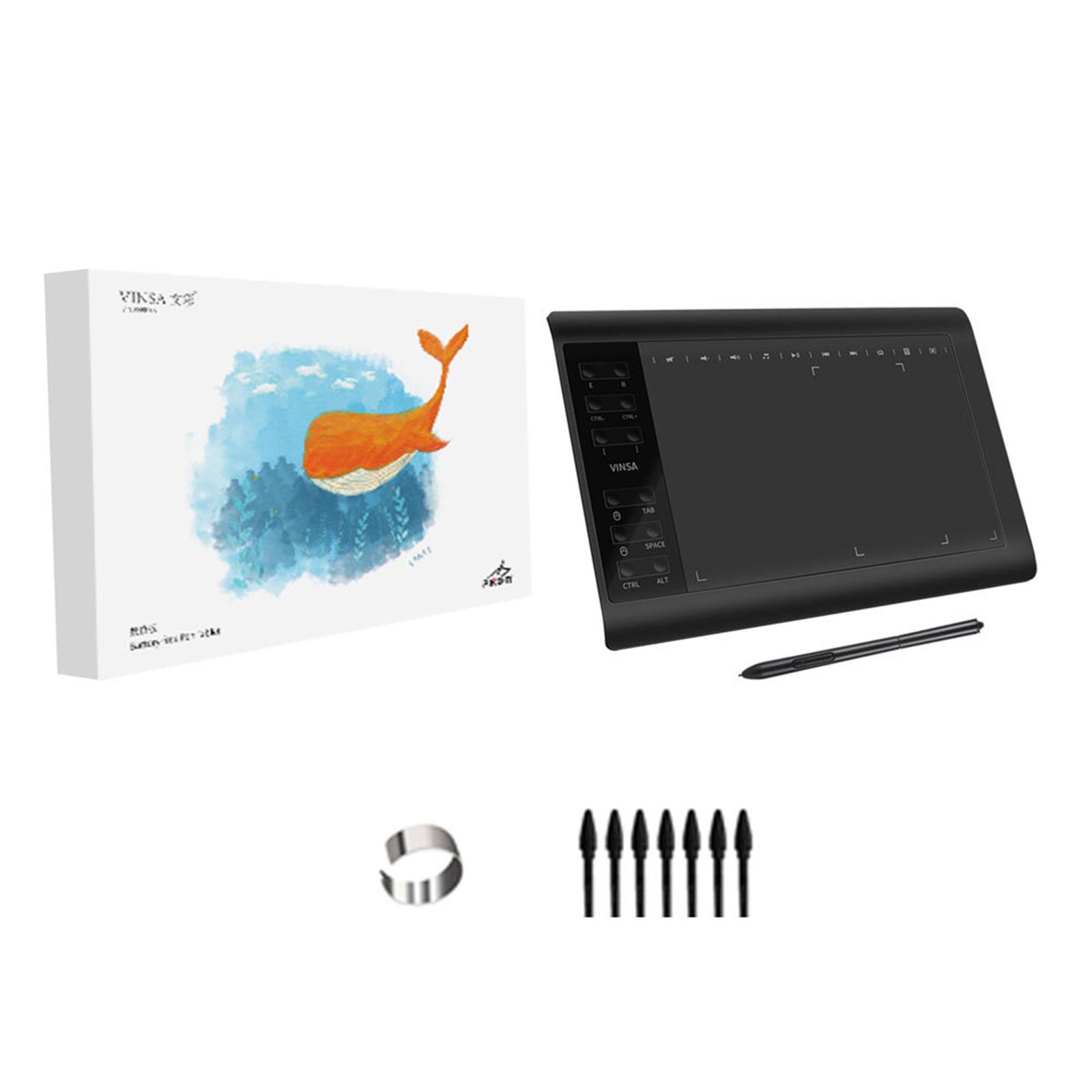 10 x 6 Inch Graphic Drawing Tablet, Graphic Tablet with Battery-free Pen, Drawing Pad Compatible with Mac, for Windows, Home-Office