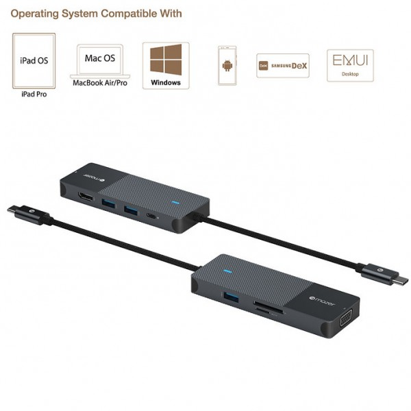 Cổng Chuyển Đổi Mazer Multimedia Pro Hub 8-in-1 USB-C - Hàng Chính Hãng