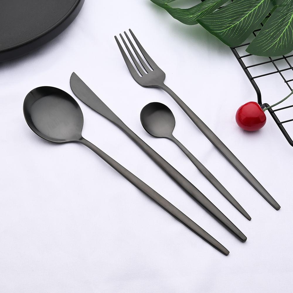 24 Chiếc Vàng Mờ Chén Ăn Bộ Dao Kéo Inox Phẳng Bằng Bộ Ăn Tối Kniffe Giỏ Muỗng Nĩa Bạc Bộ Nhà Bếp Bộ Đồ Ăn