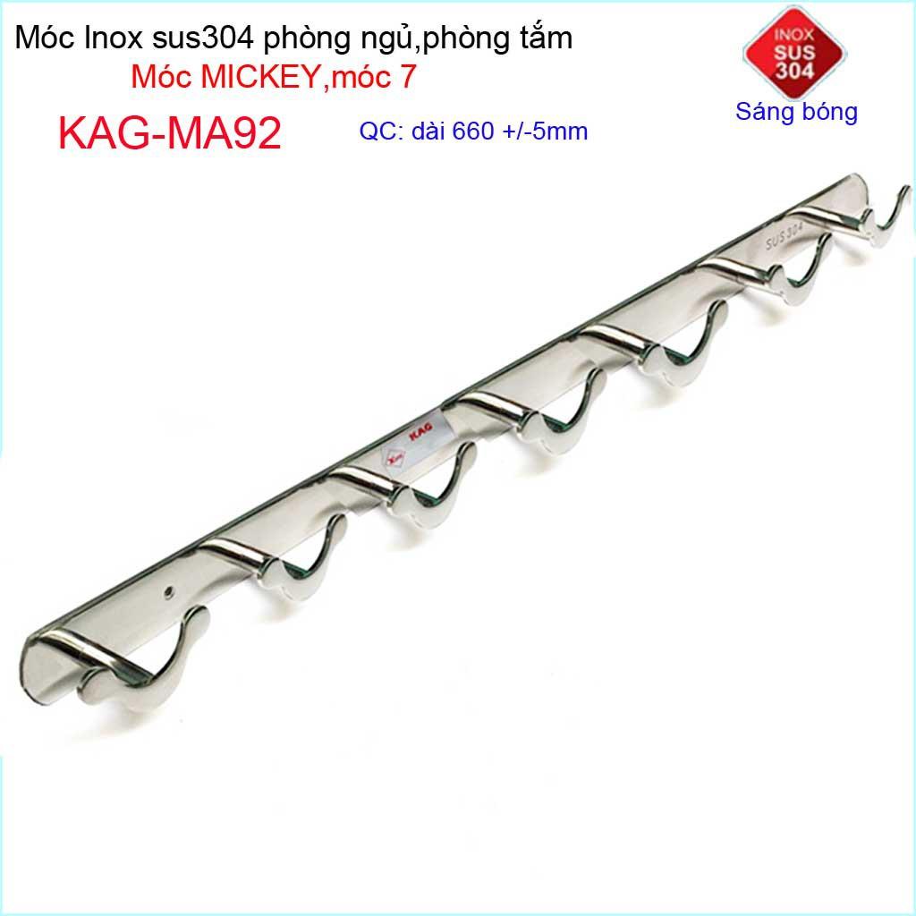 Móc mickey treo quần áo inox 304 cao cấp dày, móc Kace 7 móc treo đồ nhà tắm KAG-MA92