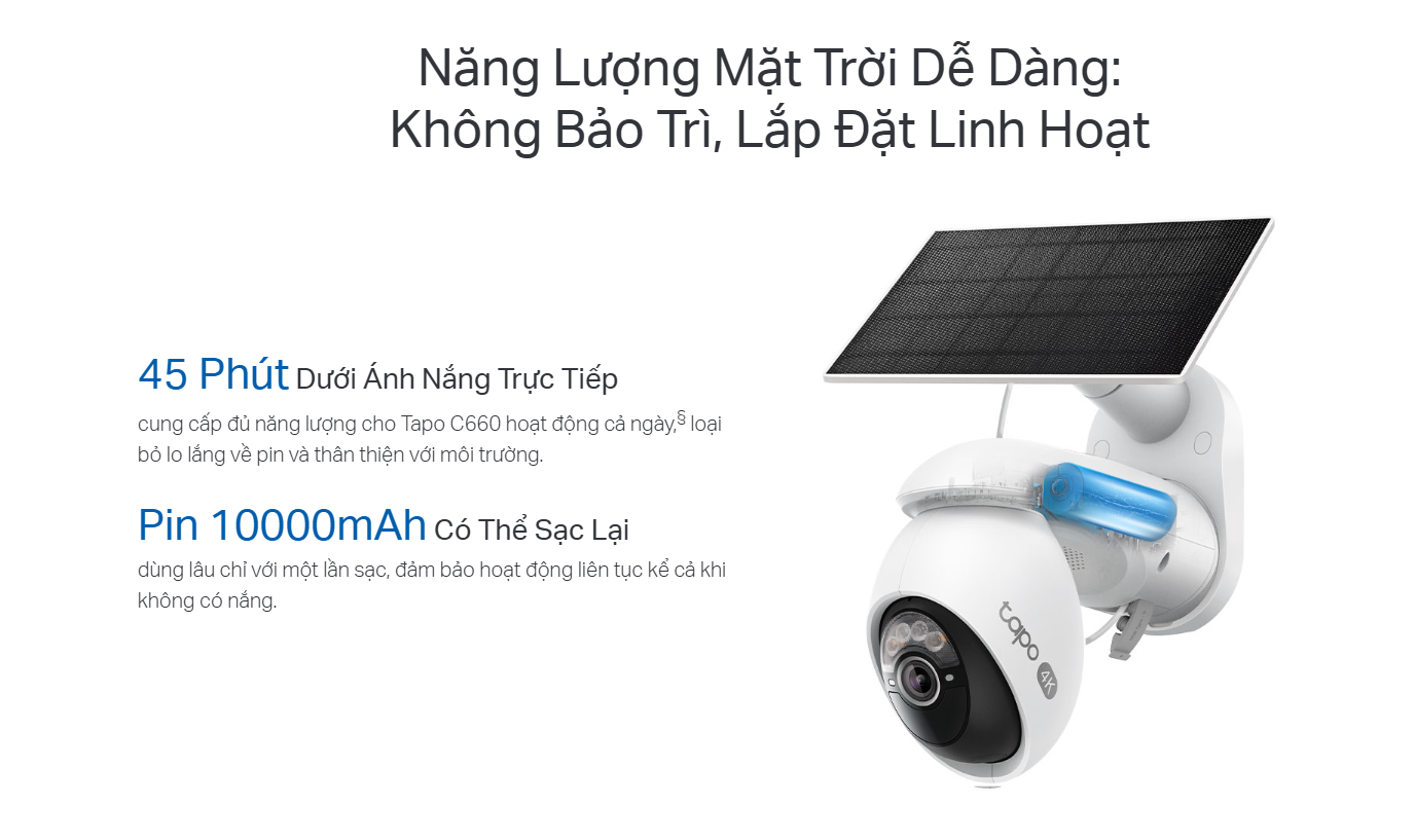 CAMERA WIFI NGOÀI TRỜI TAPO C660 KIT 8MP TẶNG KÈM PIN NĂNG LƯỢNG - GÓC NHÌN TOÀN CẢNH, ĐÊM CÓ MÀU, WIFI KÉP, CẢNH BÁO