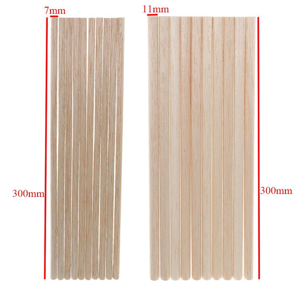 2x 10 Pieces Unfinished Natural Wood Craft Dowel Rods Semi-circle Sticks