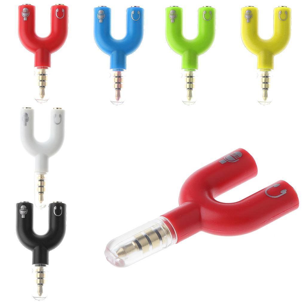 3.5mm Audio Splitter Adapter for Headphone Headset PC Smartphone White