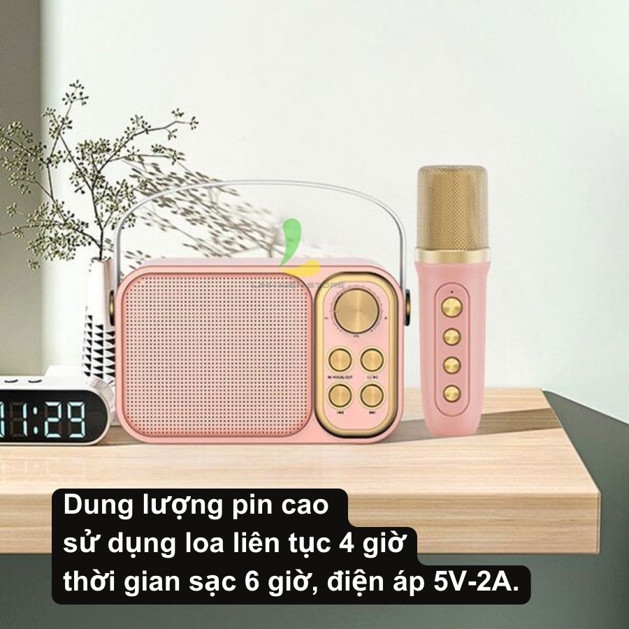 Loa Bluetooth Karaoke Su-Yosd YS103 - Loa xách tay mini chất liệu nhựa cao cấp, công suất 6W và micro không dây - Hàng nhập khẩu