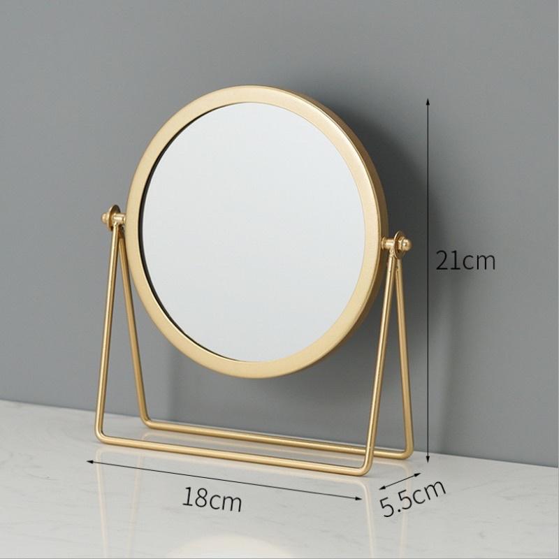 Gương trang điểm để bàn viền mạ vàng xoay 360 độ - Gương soi cao cấp, gương decor để bàn trang điểm mạ vàng sang trọng