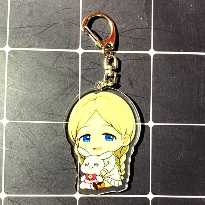 Móc khóa CHỮ NHẬT Miền Đất Hứa The Promised Neverland  skin mica trong acrylic chibi anime cute