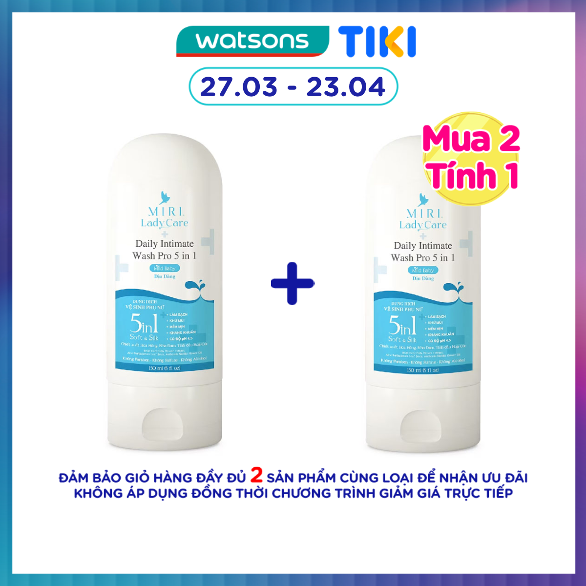 Dung Dịch Vệ Sinh Phụ Nữ Miri Lady Care Daily Intimate Wash Pro 5 In 1 Mild Baby 150ml