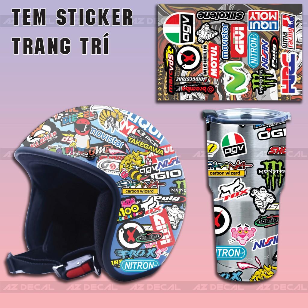 Tem Sticker Dán Trang Trí Xe, Mũ Bảo Hiểm, LapTop | Chủ Đề Racing 01