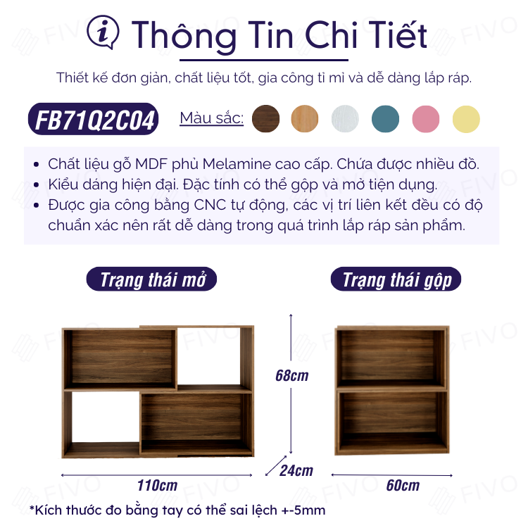 Kệ Sách Trang Trí Để Sàn FIVO FB71 Ngang 110cm Màu Nâu, Tính Năng 2IN1 Đóng Mở Tùy Thích, Sang Trọng Thích Hợp Nhiều Không Gian, Nhiều Ngăn Chứa Đồ Rộng Rãi
