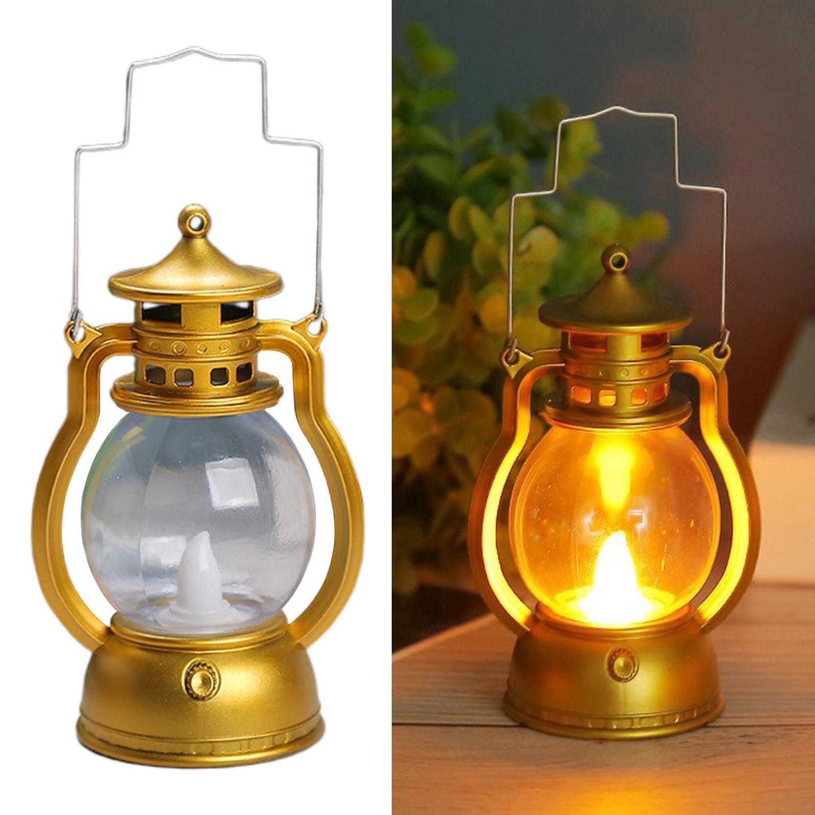 3X Lantern LED Oil Lamp Table Porch Cabin Winery Light Golden