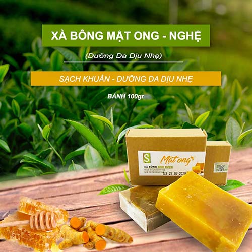 Xà bông Sinh Dược Mật ong nghệ , 100% thảo dược tự nhiên , xà phòng handmade dùng tắm gội , rửa mặc, cao râu