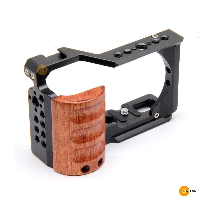 Cage For Sony ZV-E10 Khung kèm báng gỗ mẫu mới 2022 dành cho Sony