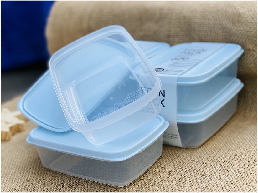 Set 2 hộp nhựa đựng thực phẩm Fitin Pack 600ml nắp dẻo màu xanh mint - Nội địa Nhật Bản