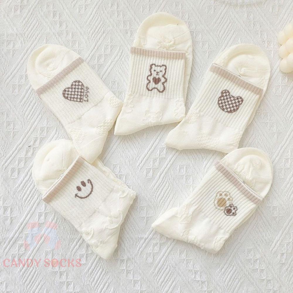 Tất nữ vớ nữ cổ trung, Set 5 đôi tất nữ phong cách Hàn Quốc, co dãn 4 chiều, chất liệu cotton Hàn cao cấp TN-229