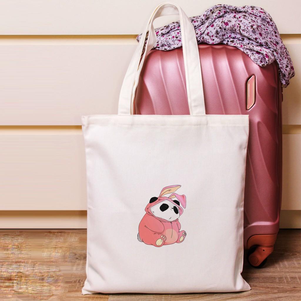 Túi Vải Tote Đeo Vai Đi Học Đi Làm Đi Chơi Hình GẤU PANDA SIÊU DỄ THƯƠNG - Túi Canvas Du Lịch Thời Trang mã TA053