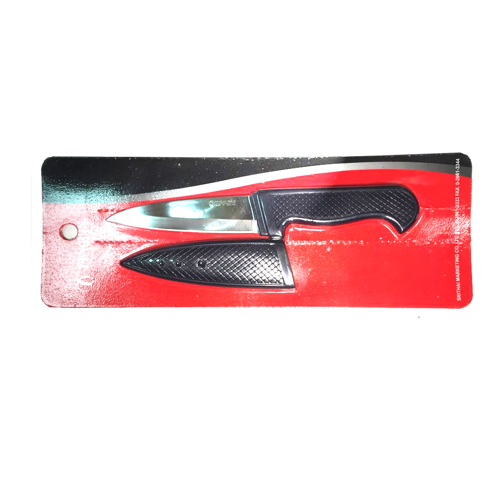 Dao Gọt Trái Cây Thái Lan Amezon 10cm - Kèm vỏ bọc dao màu đen, Lưỡi Dao Làm Từ Thép Nhập Khẩu Đức Bền, Độ Sắc Bén Lâu Dài - Cán Nhựa Màu Đen