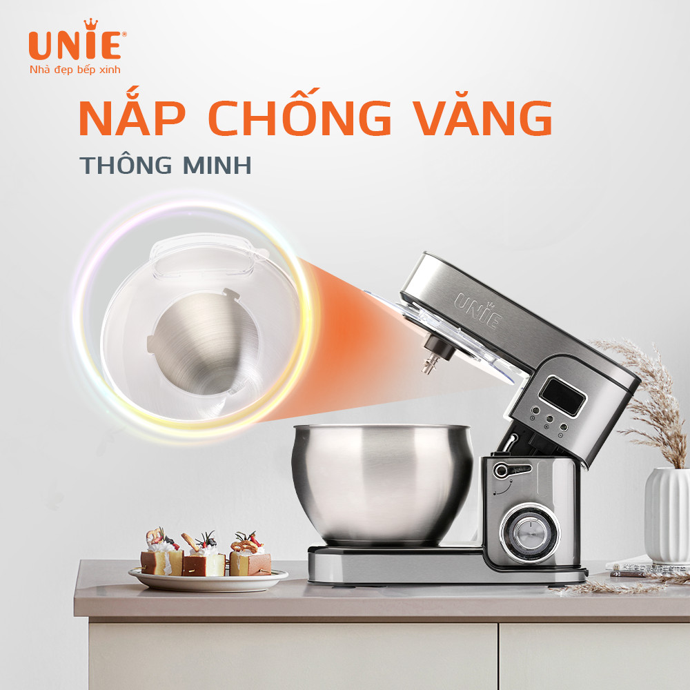 Máy Trộn Bột Đánh Trứng Đa Năng UNIE EM5 Cao Cấp Tiêu Chuẩn Đức Dung Tích 8 Lít Công Suất 1300W - Hàng Chính Hãng