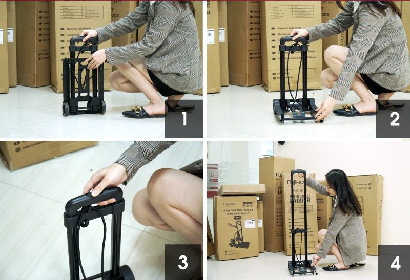 Xe đẩy hành lý -  xe đẩy hàng gấp gọn thông minh (đi kèm dây buộc) xe kéo hàng đi chợ đa năng - HENRYSA
