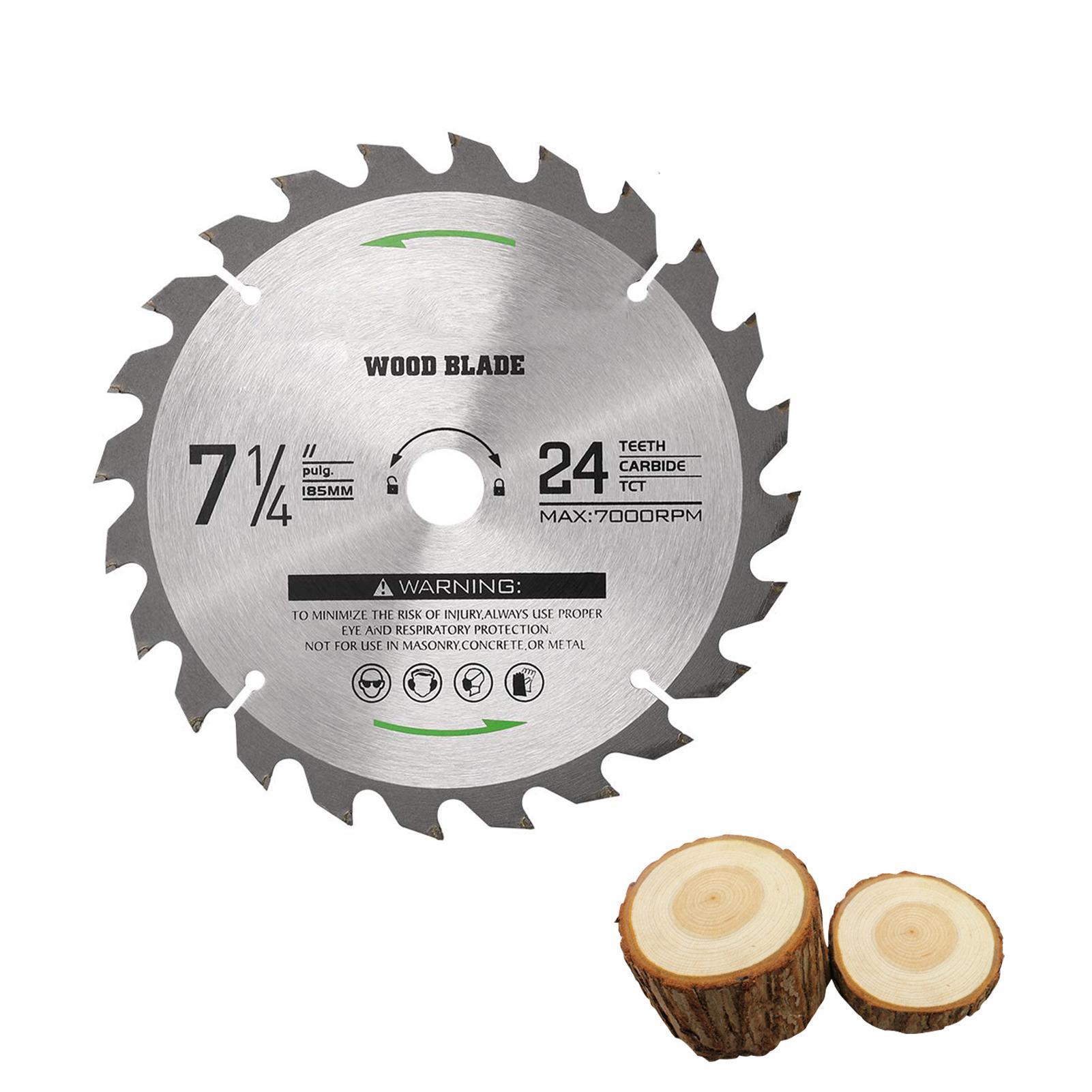 Circular Saw Blade 7-1/4'' 24 Tooth Tungsten Carbide Tipped Circular Wood Cutting Saw Blade with 20mm Arbor for Wood Cutting Max Speed 7000RPM Anti-clockwise Cutting Direction EU