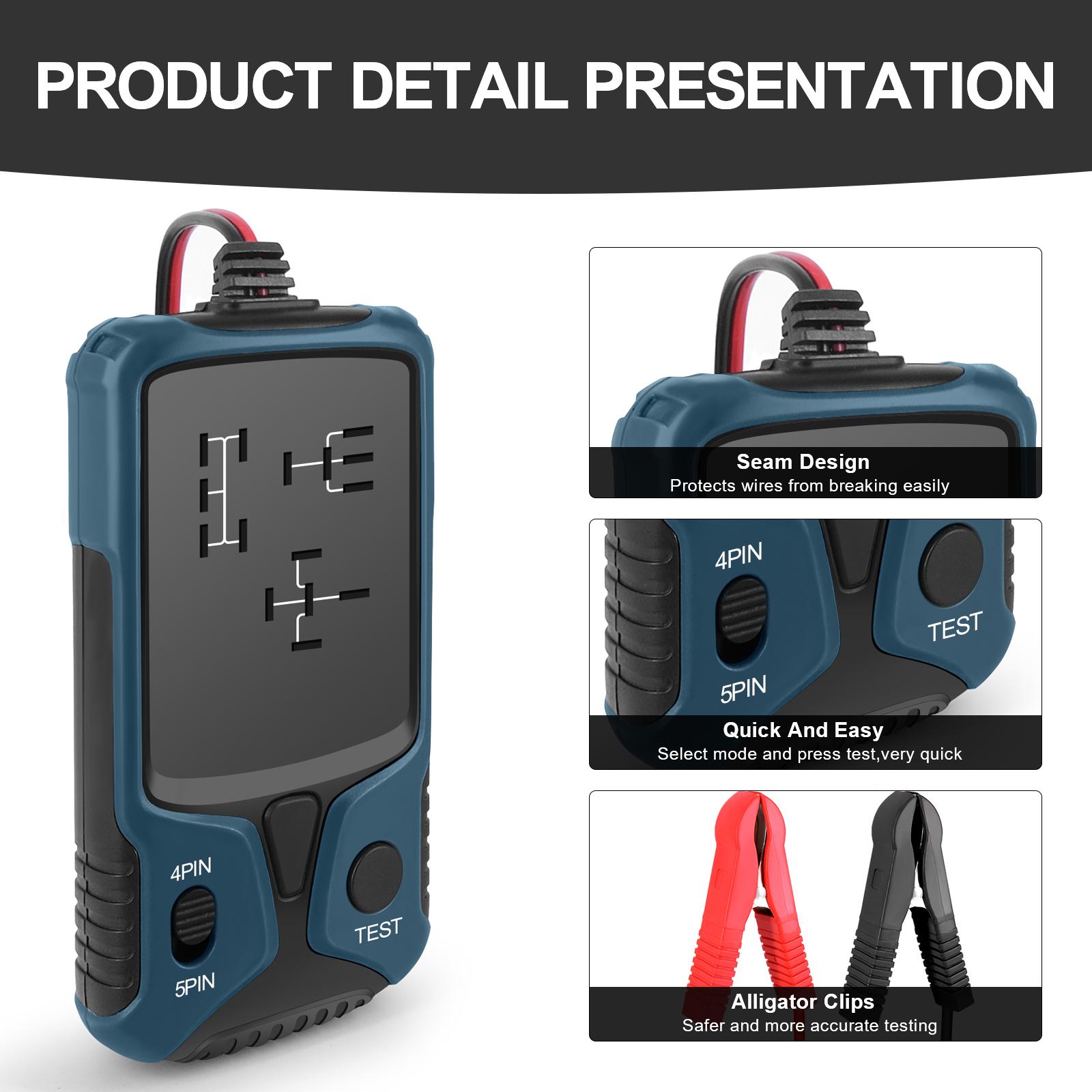 Auto Relay Tester, 12V Battery Checker, Universal Car Relay Diagnostic Tool Voltage Detector
