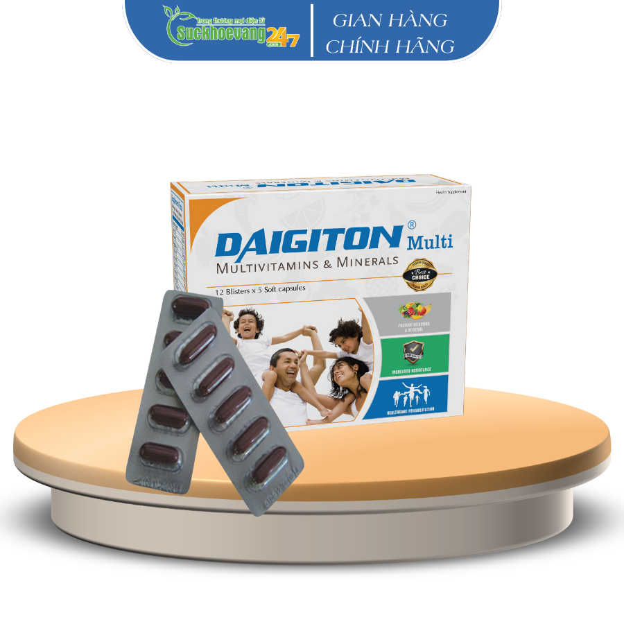 Viên uống Vitamin tổng hợp Daigiton Multi bổ sung acid amin, khoáng chất và vitamin bồi bổ cơ thể, tăng cường sức khỏe - Hộp 60 viên