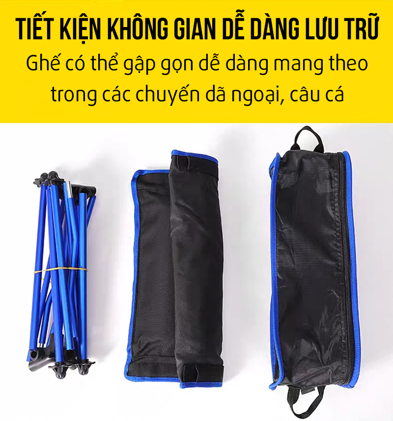 Ghế Câu Cá Xếp Gọn Ghế Dã Ngoại Cắm Trại Khung Hợp Kim Nhôm Chống Gỉ Sét Trọng Tải 150kg