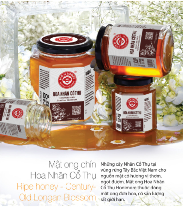 Mật ong rừng Hoa Nhãn Cổ Thụ - 100% mật ong chín Honimore 230g