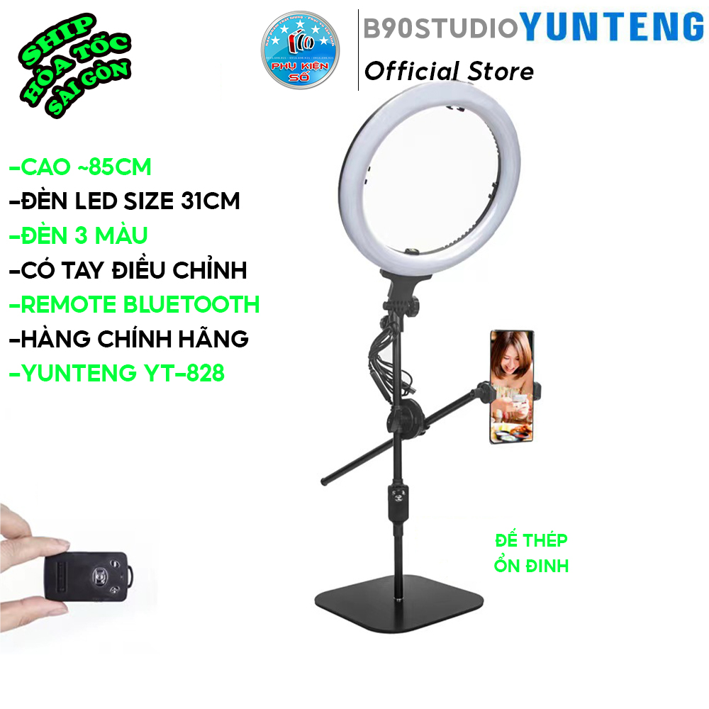 Chân đế kèm đèn dạy học dạy vẽ review Yunteng 828 quay từ trên xuống