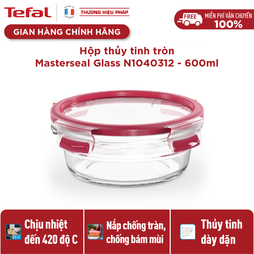 Hộp bảo quản thực phẩm thủy tinh Tefal Masterseal Glass 600ml - Hàng chính hãng