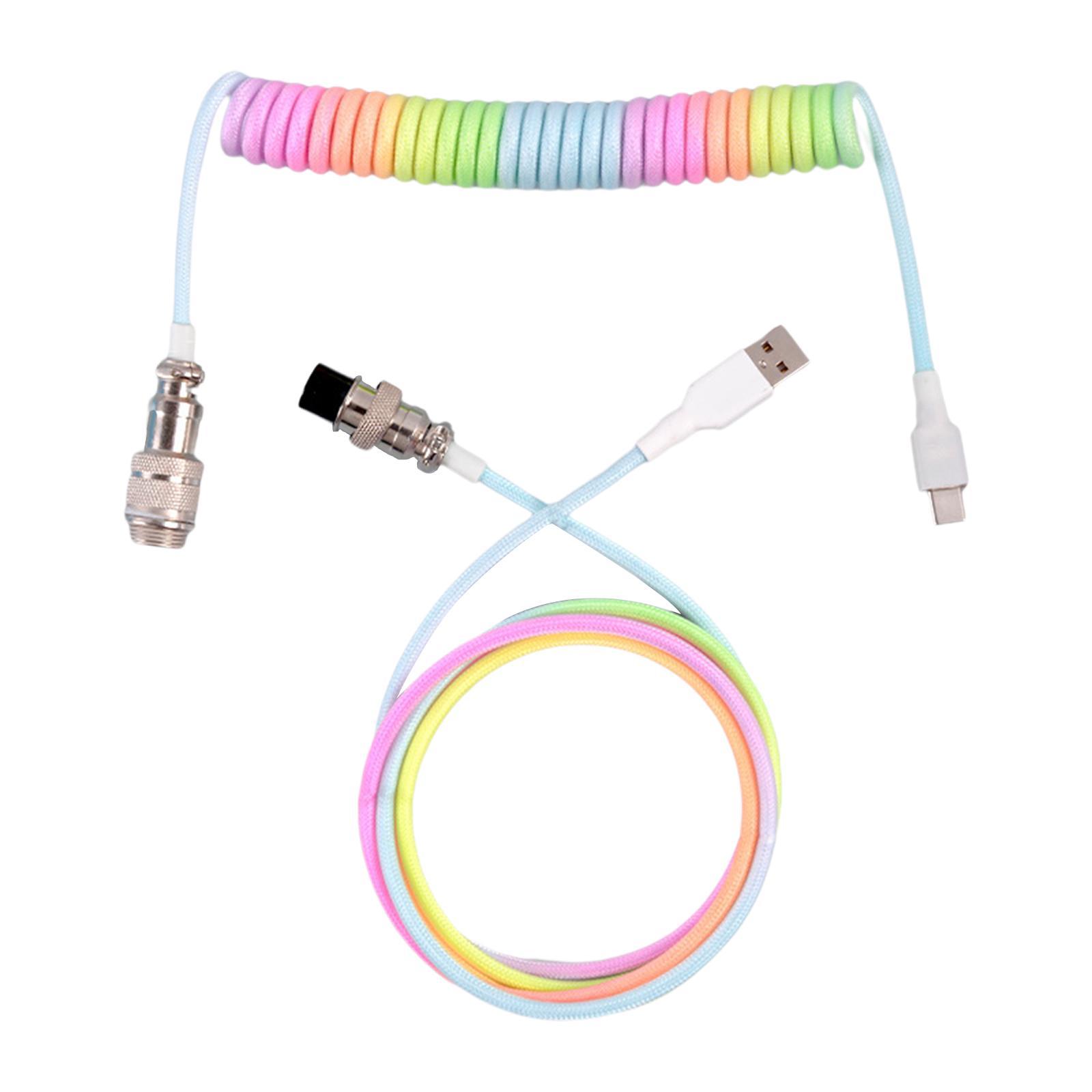 USB Type C Cable Charging Type C to USB Split Cable with Metal Connector for Mechanical Keyboard