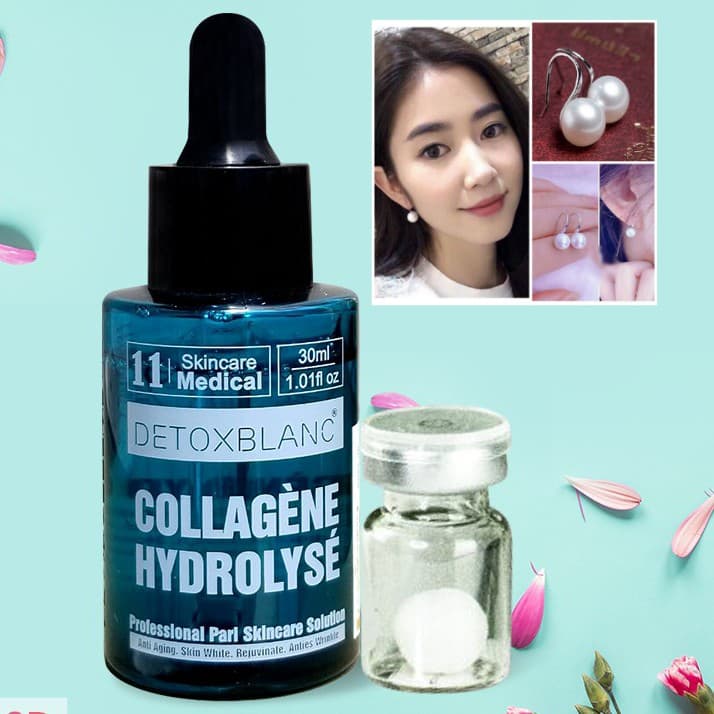 Serum Dưỡng Trắng Da Chống Lão Hóa Collagen Hydrolysé Detox BlanC Mẫu mới có tem check+ tặng kèm hoa tai ngọc trai cực xinh