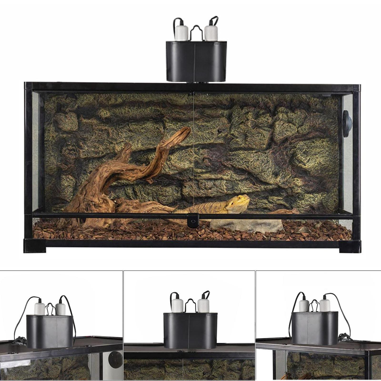 Reptile Heat Lamp Base, Basking Spot Lamp Holder & 2 Switches, UVA UVB Reptile Lamp Fixture E27 Holder for Lizard Turtle Snake Amphibian & Aquarium