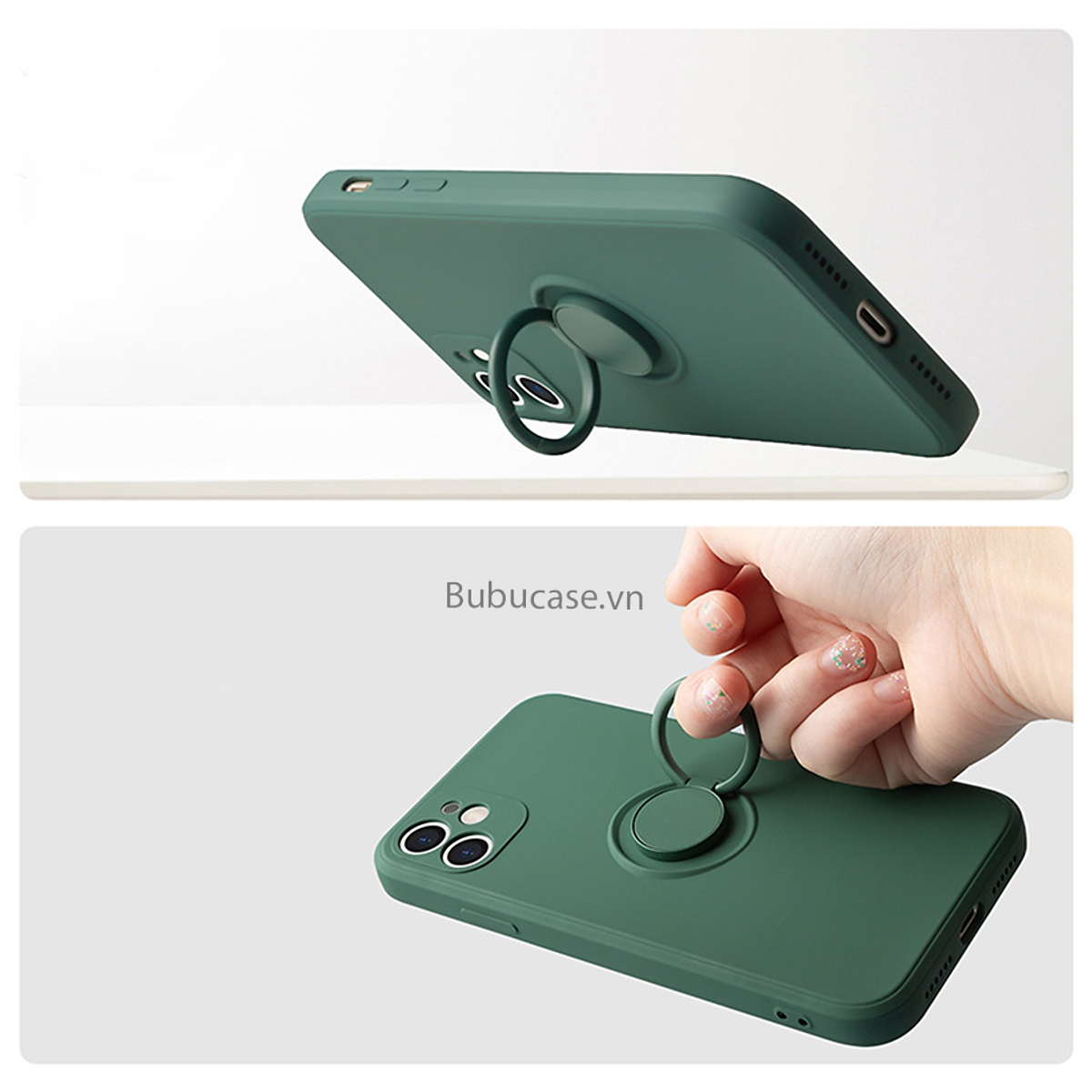 Ốp Lưng Chống Bẩn Tích Hợp Ring Holder Dành Cho IPhone 11 / 11Pro / 11Promax / 12 / 12Pro / 12 Promax / 12 Mini - Chân Đế Giá Đỡ Xoay 360 Độ, Kèm Dây Đeo Tay, Tương Thích Đế Sạc Không Dây