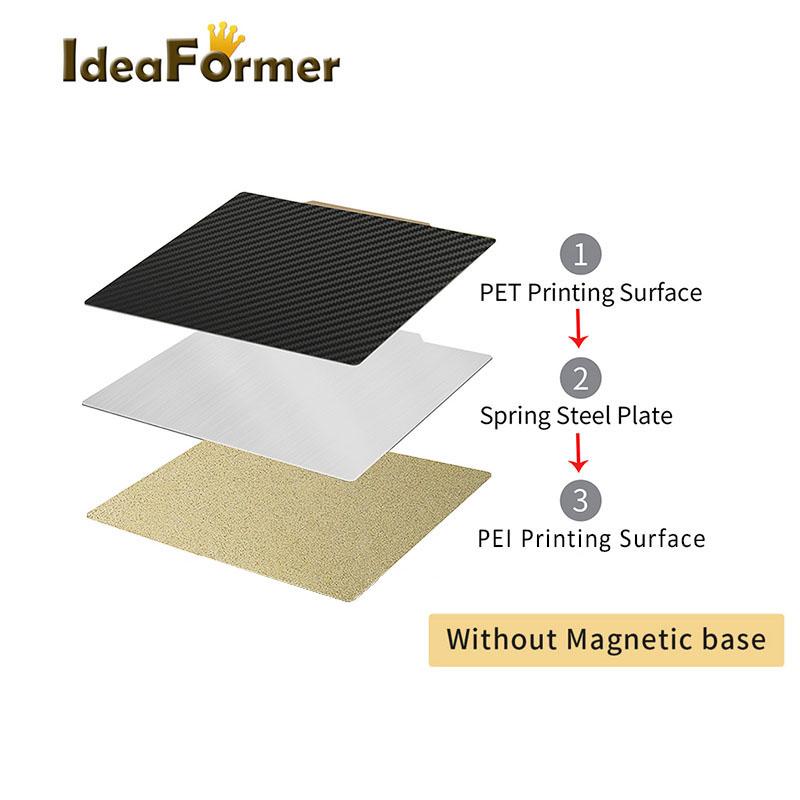 Tấm PEI 350*350mm Tấm Tấm Lò xo từ Tấm xây dựng tấm thô Pei Pet Double Side cho Voron 3D Máy in Bed Heat