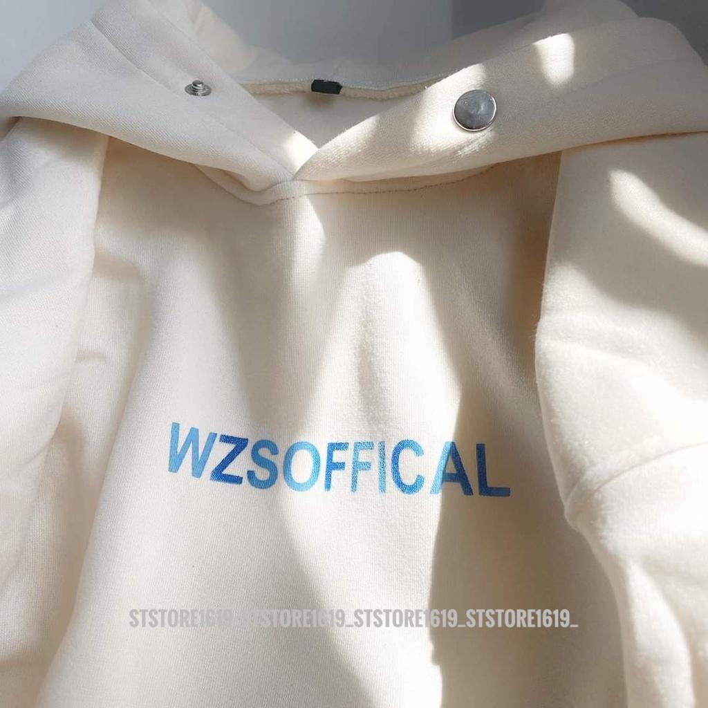 Áo Hoodie nỉ WZS màu kem unisex ảnh thật STSTore ( nam nữ mặc đều được)