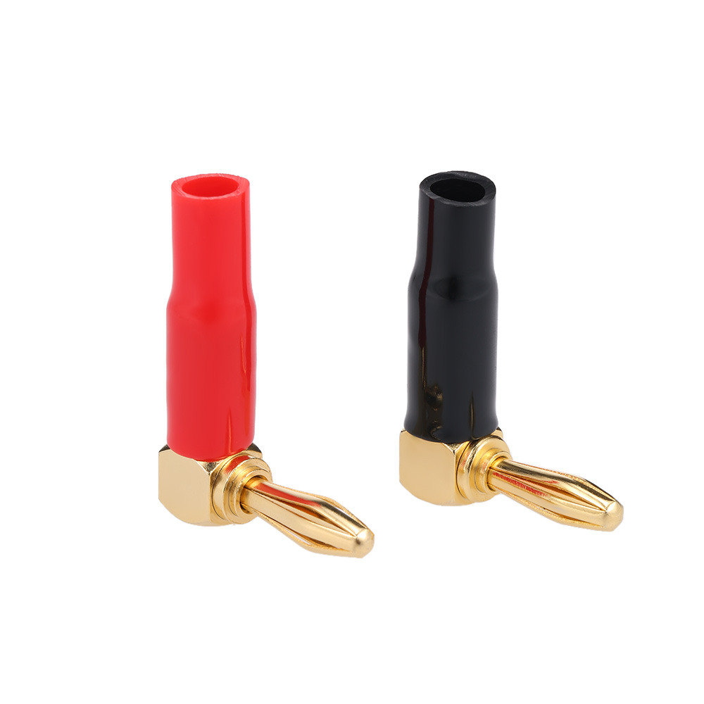 Đầu Nối Với Phích Cắm Chuối Màu Đen + Đỏ Ở Góc Phải Mạ 24 K- Nhiều Màu
