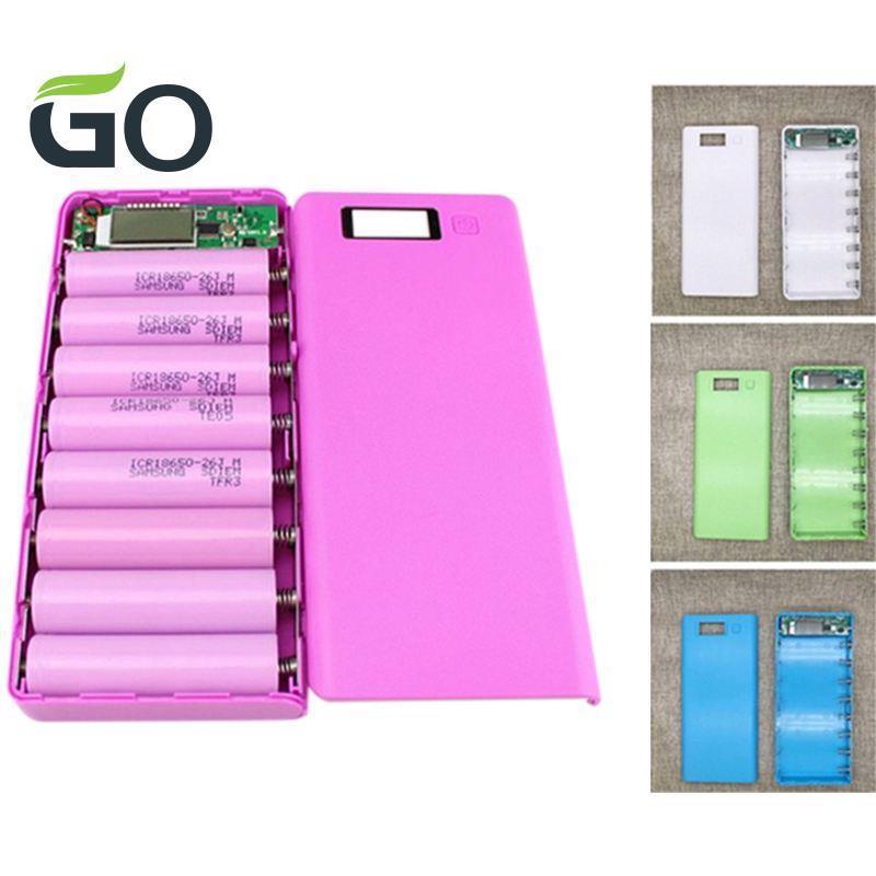 Hộp Pin Sạc Dự Phòng Diy 8x18650 Hai Cổng Usb Màu Trắng