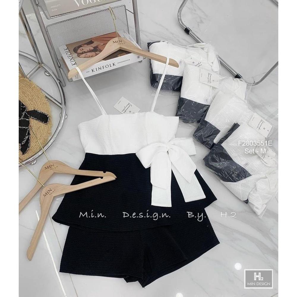 Set áo cúp ngực 2 dây phối nơ quần short!