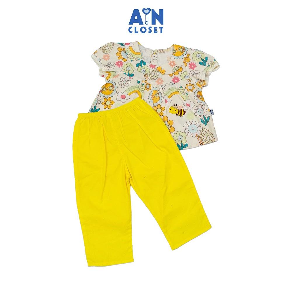 Bộ quần áo Dài tay ngắn bé gái họa tiết Ong Vàng Cotton - AICDBGYT5SMT - AIN Closet