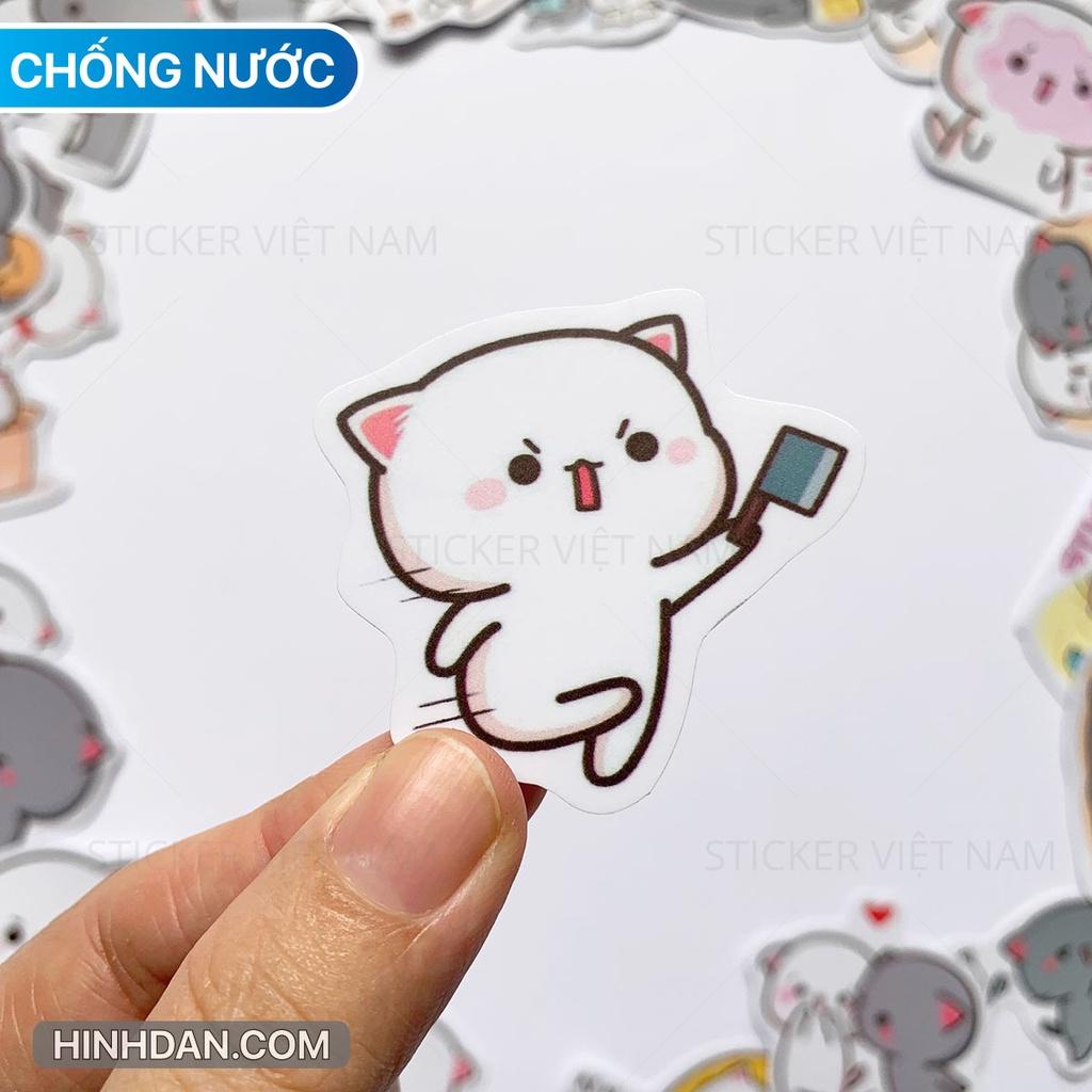 Sticker Mochi - Peach Cat - Dán Trang Trí - Chất Liệu PVC Cán Màng Chất Lượng Cao Chống Nước, Chống Nắng, Không Bong Tróc Phai Màu