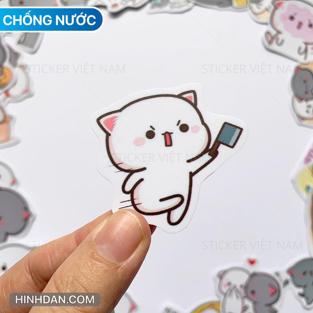 Sticker in hình Mochi - Peach Cat - Dán Trang Trí - Chất Liệu PVC Cán Màng Chất Lượng Cao Chống Nước, Chống Nắng, Không Bong Tróc Phai Màu