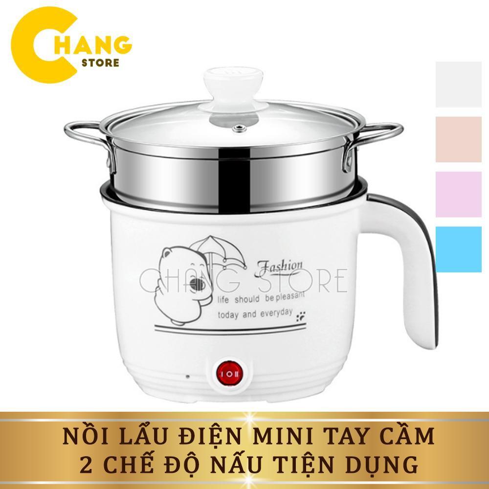 Ca Nấu Mì, Nấu Cơm Đa Năng Có Tay Cầm 1,8L - Nồi Lẩu Điện Mini Kèm Giá Hấp