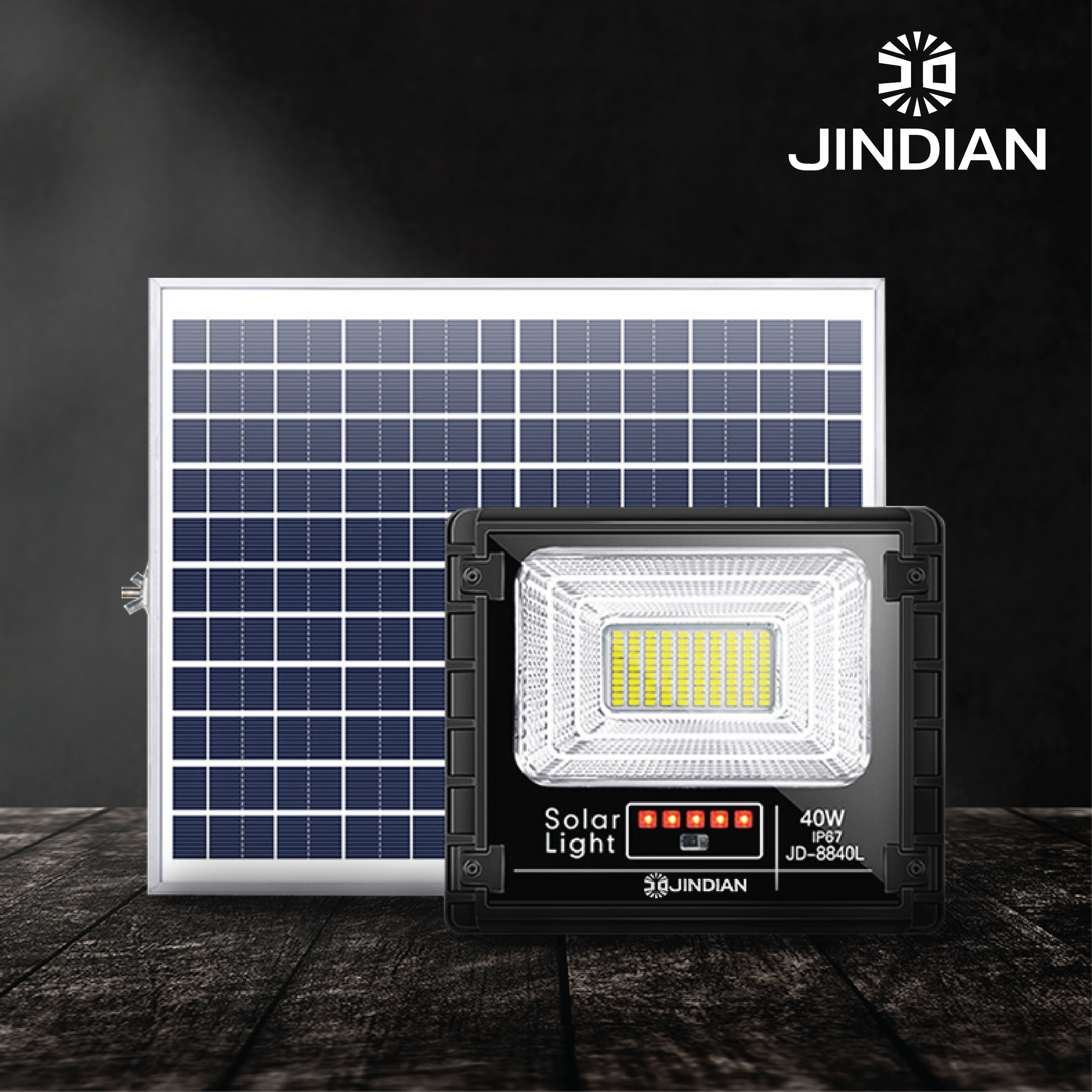 [MẪU MỚI] Đèn Năng Lượng Mặt Trời 40W JINDIAN JD8840L- Hàng Chính Hãng có Logo JINDIAN