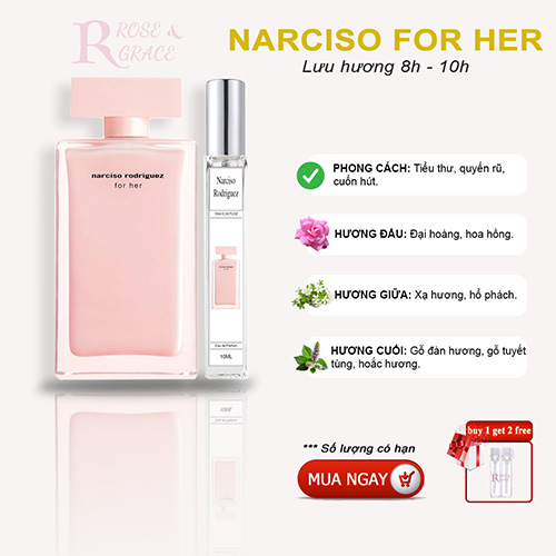 [Auth - 10ml] Nước hoa nữ Nar hồng chiết 10ml - Hương thơm bí ẩn, quyến rũ, cuốn hút