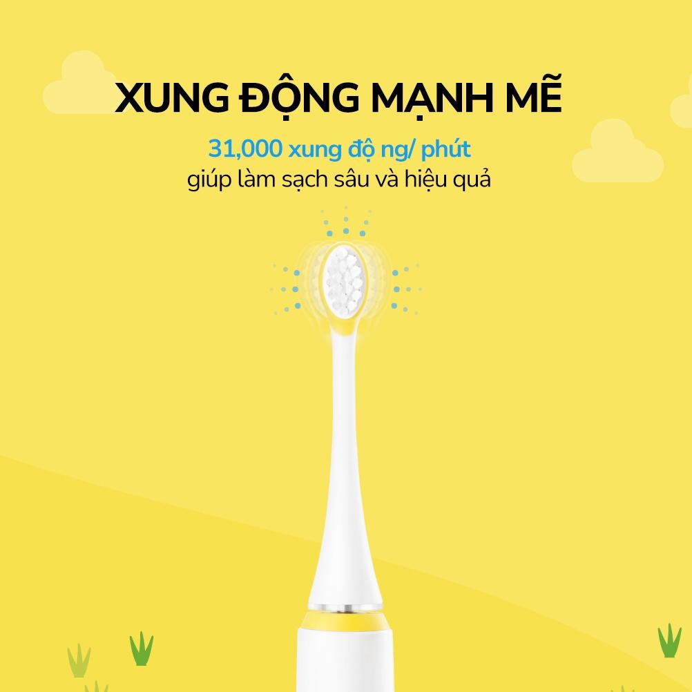 Bàn chải đánh răng điện cho bé Lock&Lock ENR226WHT 1.5W - Hàng chính hãng, khả năng chống nước và chống trượt - Hapos