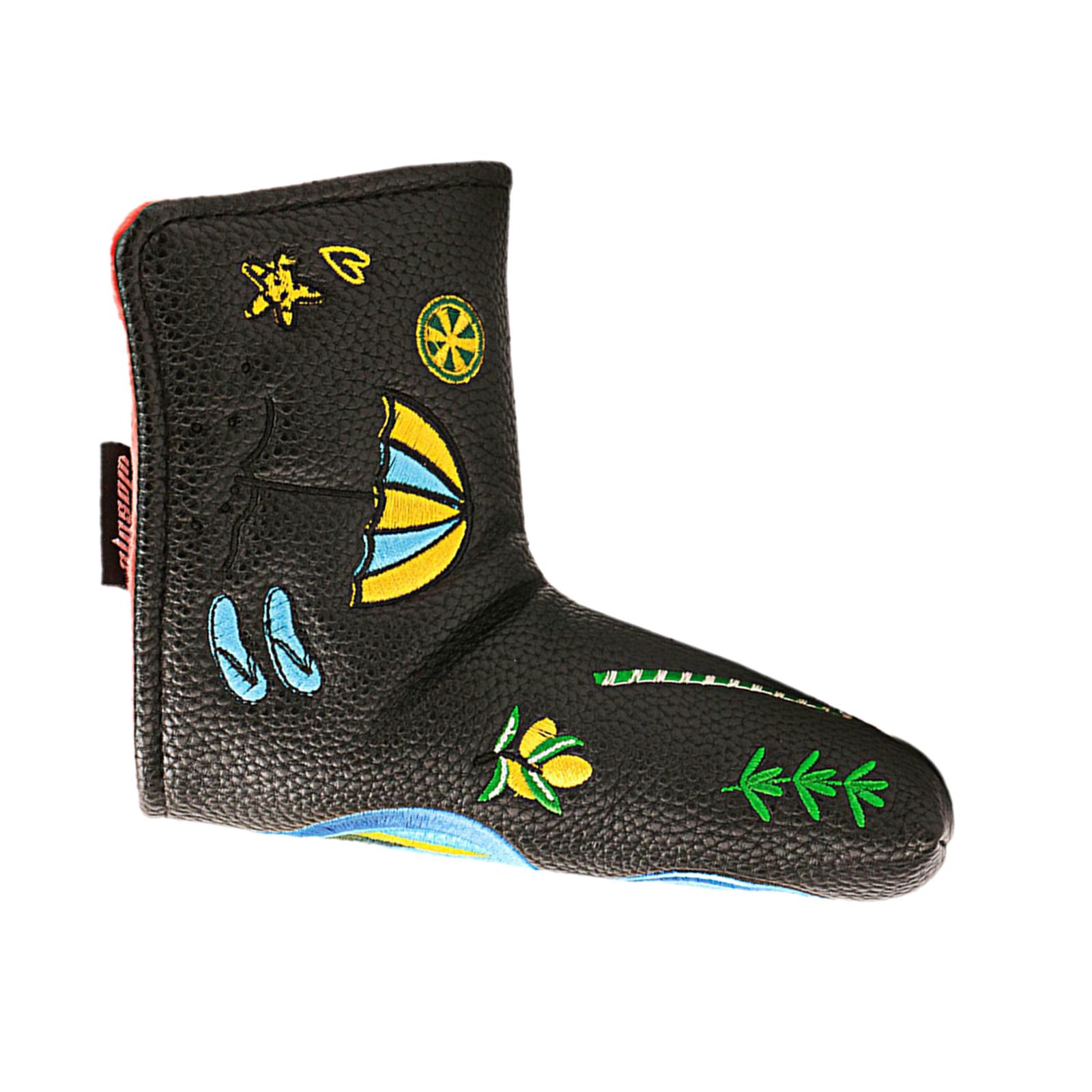 Sport Golf Putter Headcovers Magnetic Closure Embroidery Summer Elements Pattern Golf Club Head Cover Protection Waterproof Fits All Brands Men Women