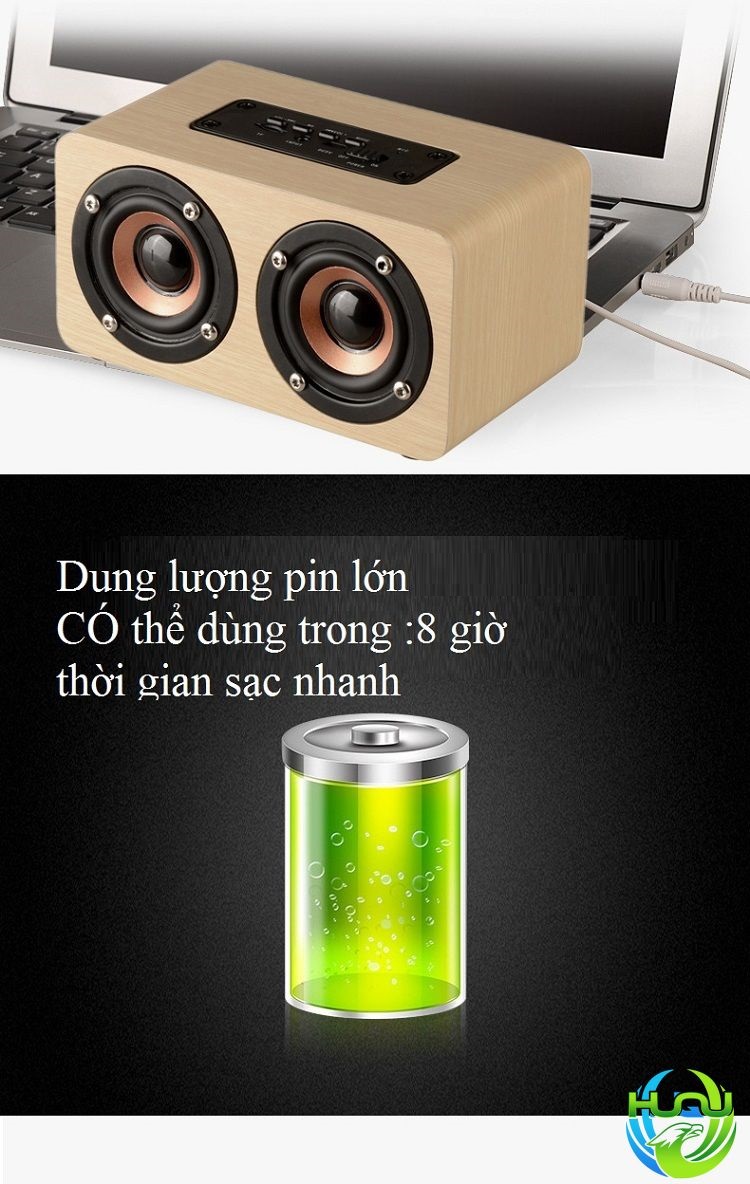 Loa Bluetooth Không Dây Cao Cấp Huqu HQ-W5 Hỗ Trợ Cổng AUX Thẻ Nhớ , Nghe FM - Hàng Chính Hãng