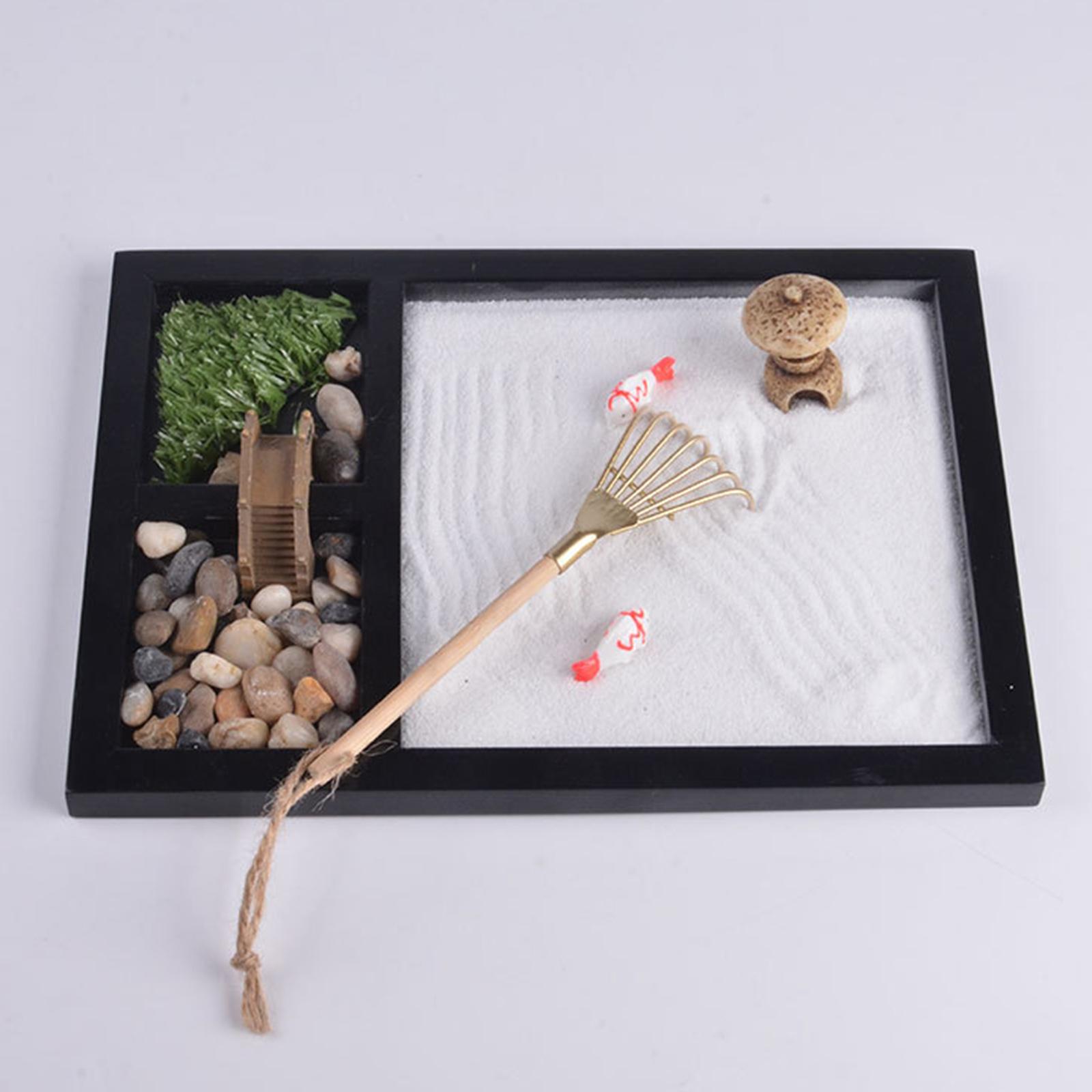 Japanese Zen Garden Kit for Desk Office Table Mini Zen Sand Garden Kit for Meditation